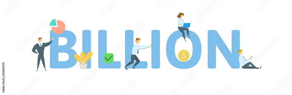 BILLION Concept With People Letters And Icons Colored Flat Vector billion-concept-with-people-letters-and-icons-colored-flat-vector