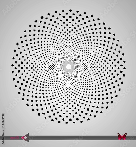 Vector Black and White Spiral Circles Swirl Abstract Round Optical Illusion. Abstract Geometric Background Design