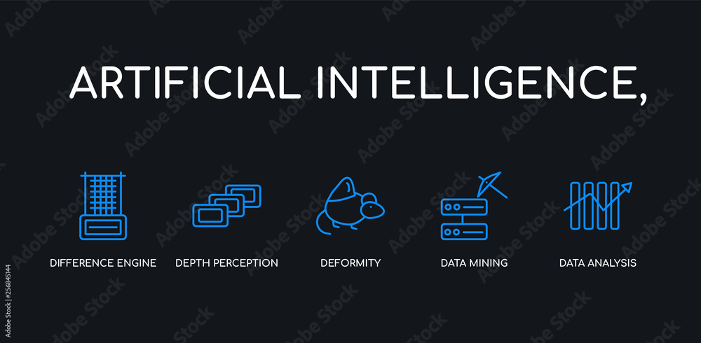 5 outline stroke blue data analysis, data mining, deformity, depth ...