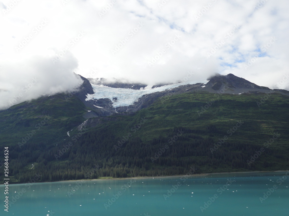 Bleak Snow Covered Mountains along the Inside Passage in Alaska