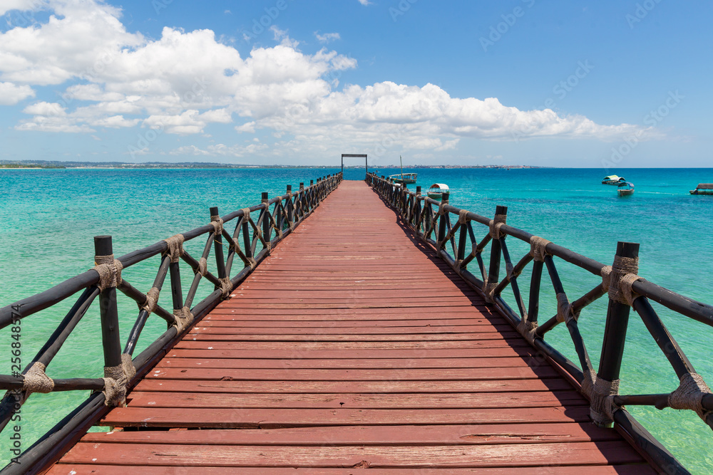 wooden bridge on sea