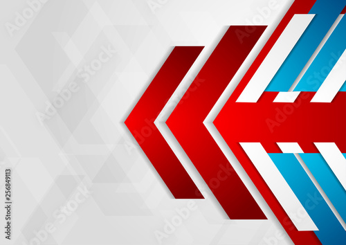 Red blue tech arrows abstract geometric background