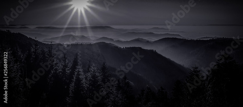 Schwarzwald Aussicht Panorama schwarz weiss