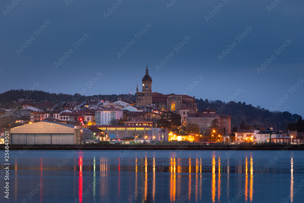 Hondarribia town at the east basque coast on the Txingudi bat with the Bidasoa river next to Irun and Hendaia, Basque Country.