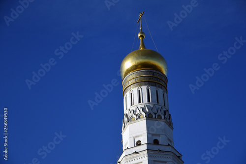 Moscow Kremlin. Ivan Great Bell tower. Popular touristic landmark. Color photo