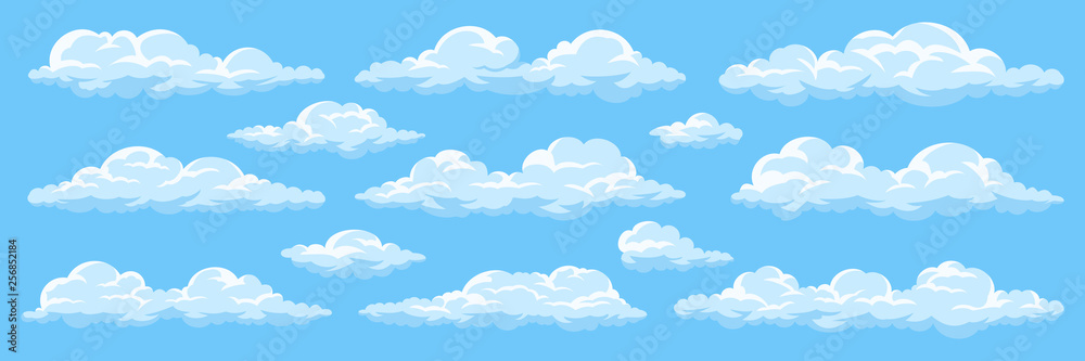 Set of cartoon clouds - obrazy, fototapety, plakaty 