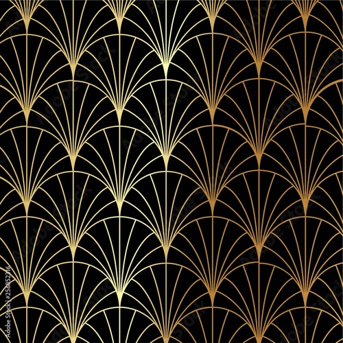Art Deco gold palm, palmette pattern - Great Gatsby, 1920s theme vector