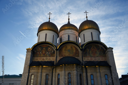 Dormition church of Moscow Kremlin. Popular touristic landmark. 