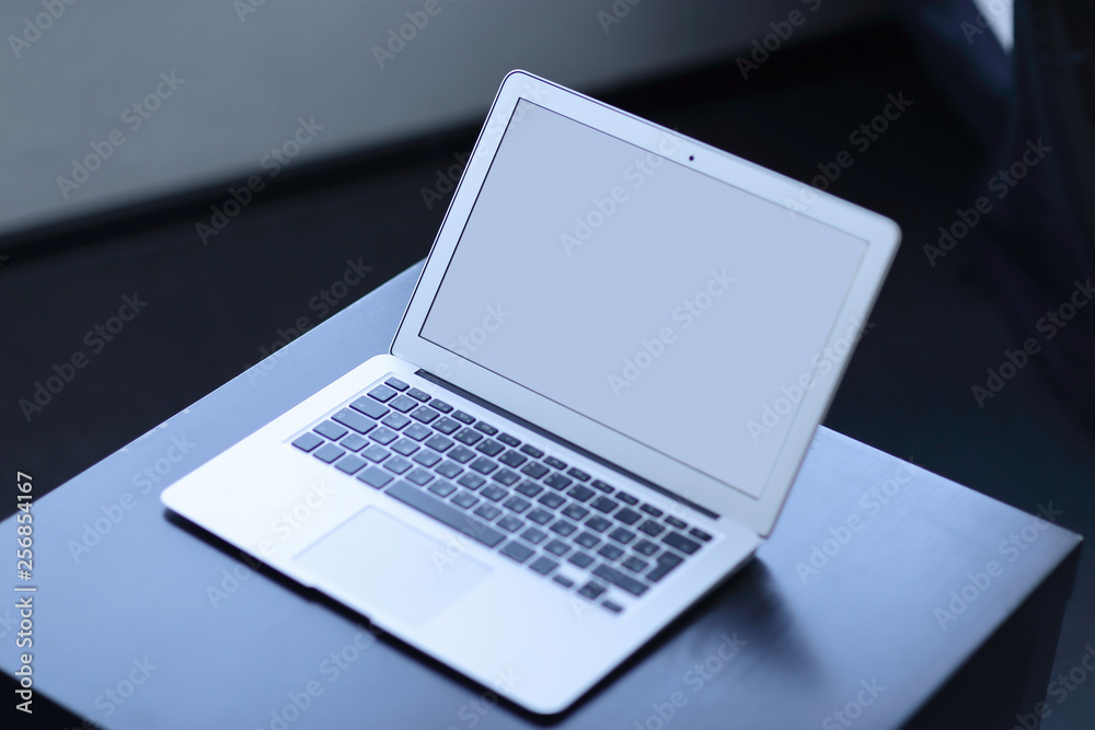 close up.open laptop with a black screen close up.open laptop with a black screen
