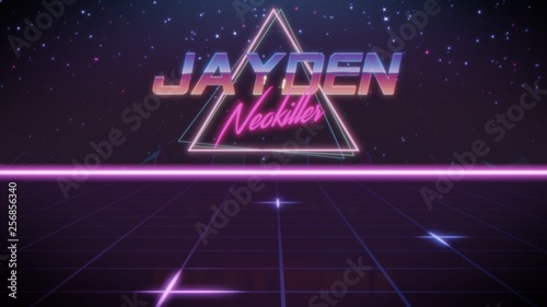 first name Jayden in synthwave style photo