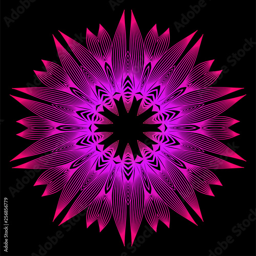 Hand Drawn Background With Mandala. Vector Decorative Elements. Arabic, Indian, Ottoman Motifs. Black purple color