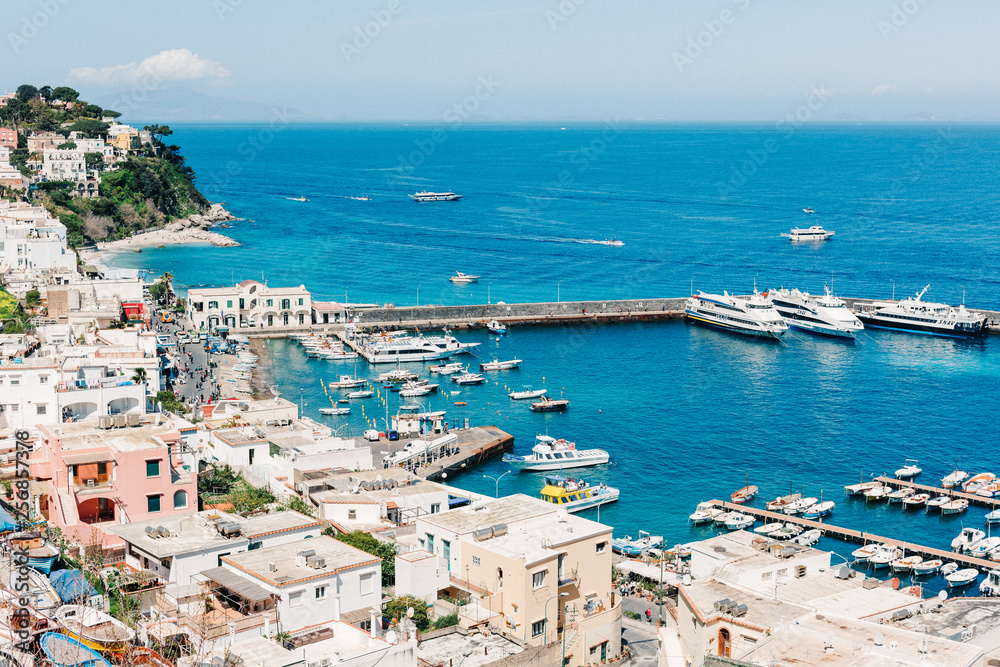 Capri panorama, Faraglioni, Tyrrhenian sea, Bay of Naples, Italy