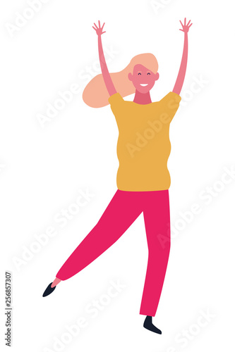 Happy woman dancing cartoon