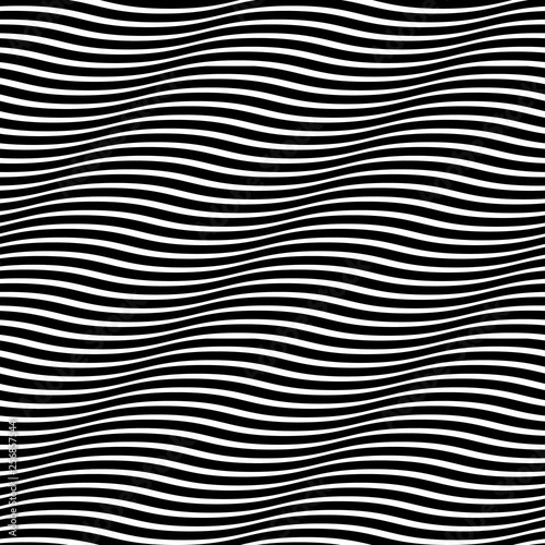 Fototapeta Naklejka Na Ścianę i Meble -  Seamless wavy pattern. Optical illusion of movement. Smooth lines background.