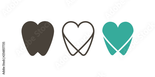 Tooth icon. Dental icons. Teeth in flat and linear design. - vector