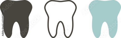 Tooth icon. Dental icons. Teeth in flat and linear design. - vector photo