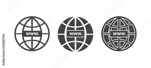 WWW icon. Website icon. Host server icons. In globe style. WWW icons in flat and linear style. vector