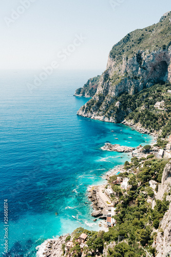 Fototapeta Naklejka Na Ścianę i Meble -  Capri coast view. Beautiful island beach with rocks