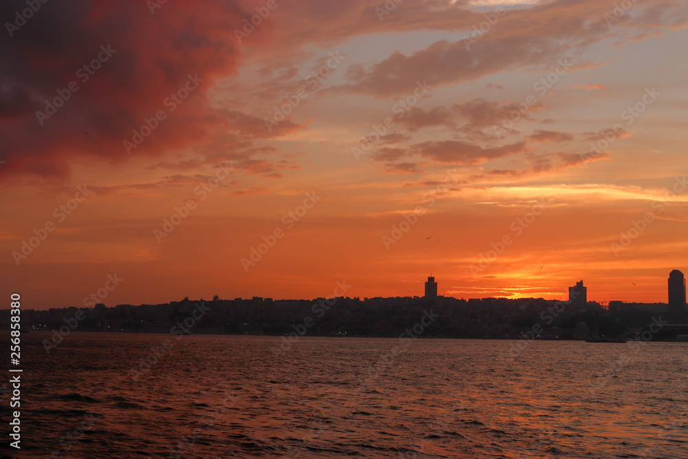 Silhouette Istanbul Bosphorus, Sunset at Istanbul Bosphorus