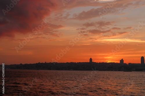 Silhouette Istanbul Bosphorus, Sunset at Istanbul Bosphorus
