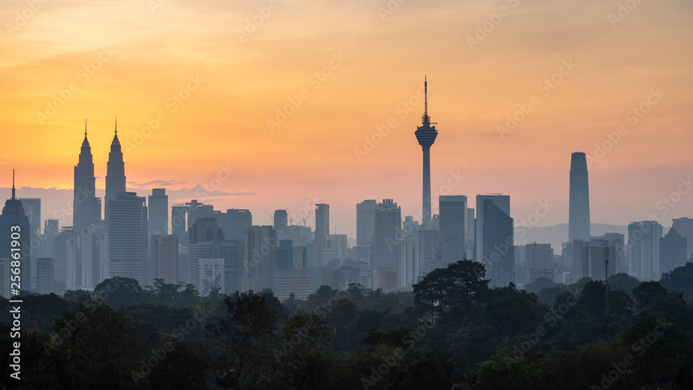 Skyline of Kuala Lumpur, Malaysia during sunrise