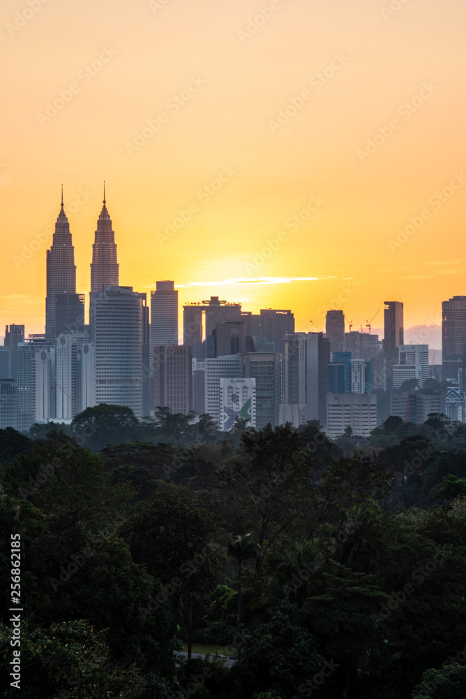 Skyline of Kuala Lumpur, Malaysia during sunrise
