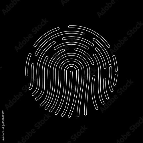 Fingerprint icon, biometric identification symbol, id logo. Vector