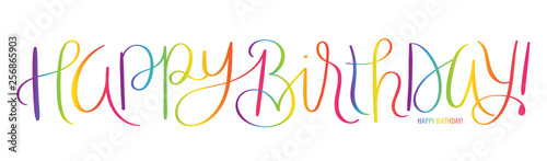 HAPPY BIRTHDAY! rainbow brush calligraphy banner