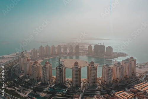 New luxury skylines in Pearl-Qatar, aerial view, Doha, Qatar