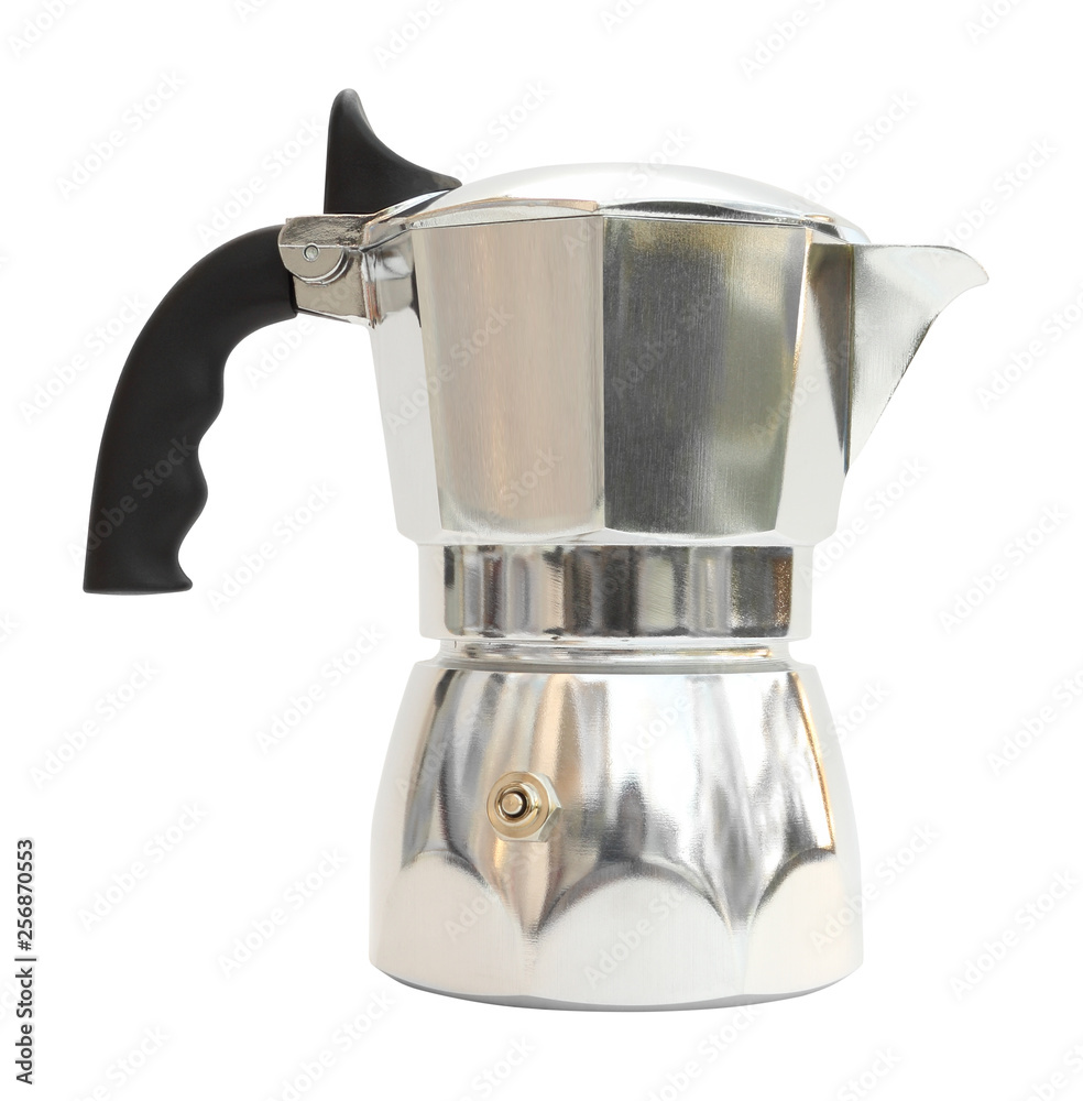 Side close cover moka pot on white background. Side close cover moka pot on white background.