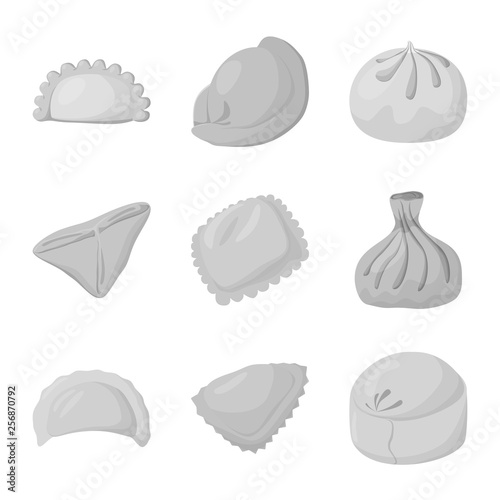 Isolated object of dumplings and stuffed icon. Collection of dumplings and dish stock vector illustration.