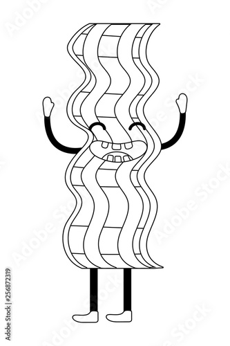 delicious tasty kawaii bacon cartoon