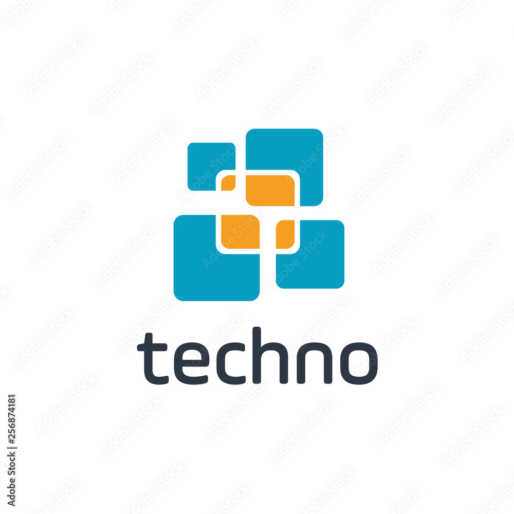 Fototapeta premium Logo design technology, biotechnology, tech icon and symbol 