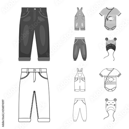 Vector illustration of fashion and garment sign. Collection of fashion and cotton stock vector illustration.