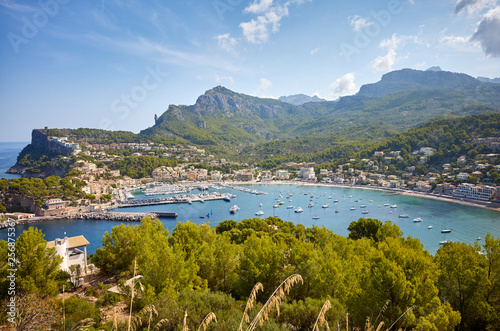 Panoramic view of Port de Soller, Mallorca. photo
