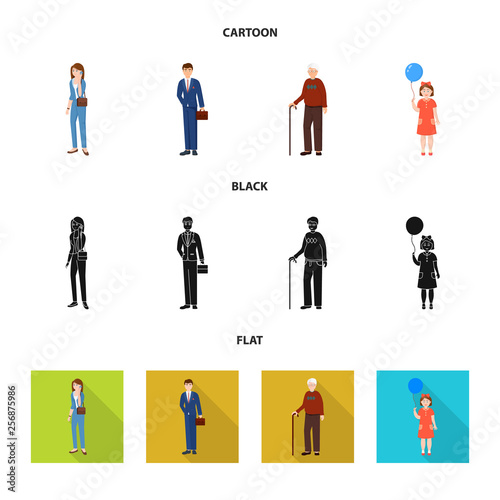Isolated object of character and avatar symbol. Set of character and portrait vector icon for stock.