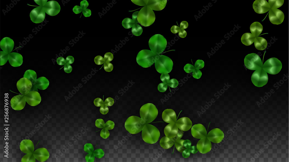 Vector Clover Leaf Isolated on Transparent Background with Space for Text. St. Patrick's Day Illustration. Ireland's Lucky Shamrock Poster. Invintation for Concert in Pub. Top View. Success Symbols. Vector Clover Leaf Isolated on Transparent Background with Space for Text. St. Patrick's Day Illustration. Ireland's Lucky Shamrock Poster. Invintation for Concert in Pub. Top View. Success Symbols.