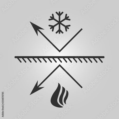 Cold-resistant and thermal insulation icon - bonfire and snowflake - Vector