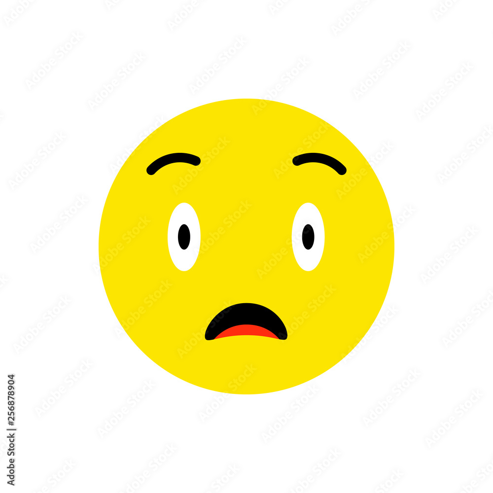 Confused face Emoji icon flat style. Cute Emoticon round symbol. Sad, wonder and surprised Face. For mobile keyboard app, messenger. Expressive cartoon avatar on white background. Confused face Emoji icon flat style. Cute Emoticon round symbol. Sad, wonder and surprised Face. For mobile keyboard app, messenger. Expressive cartoon avatar on white background.