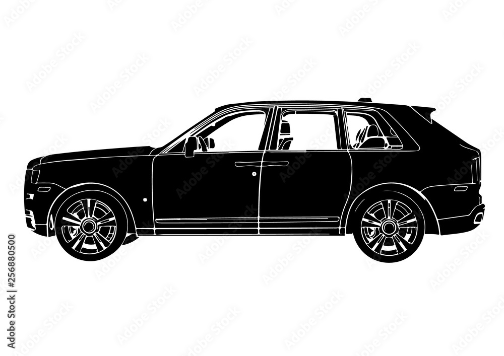 silhouette luxury off-road suv car vector