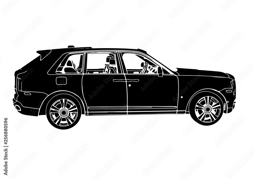 Fototapeta premium silhouette luxury off-road suv car vector