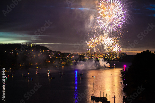 Firework Finale Over Water