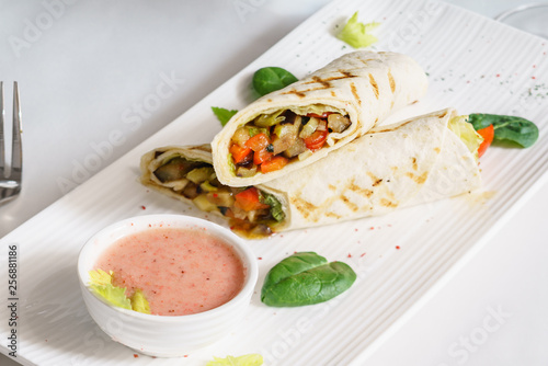 tortilla wrap with sauce