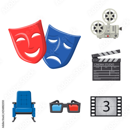 Vector design of cinema  and theater logo. Set of cinema  and entertainment stock symbol for web.