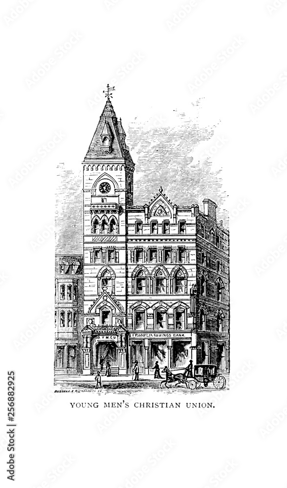 Fototapeta premium Boston city. Engraving illustration