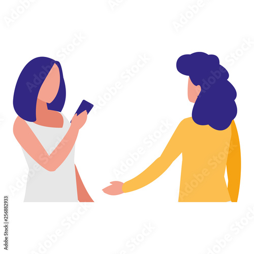 girls couple using smartphone