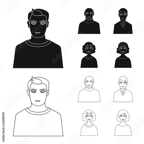Vector illustration of hairstyle and profession  sign. Collection of hairstyle and character  vector icon for stock.