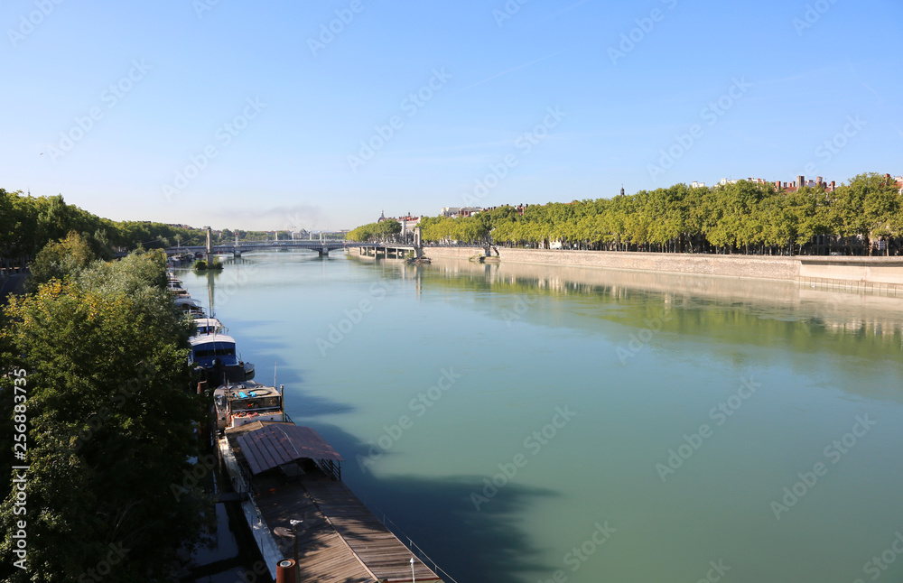 Rhone River in the Lyon city in French