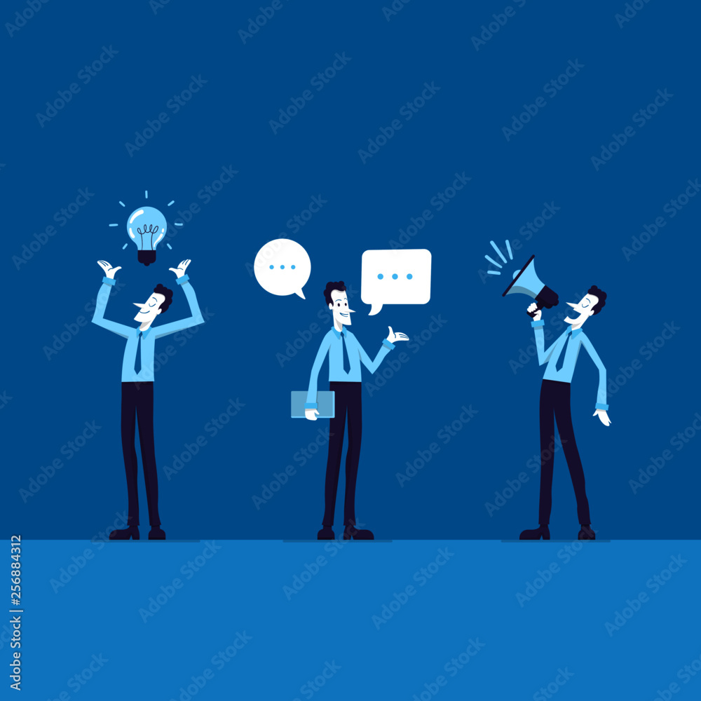 Business characters in different poses. Cartoon style.