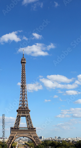 famous Eiffel Tower in Paris France and the blue sky